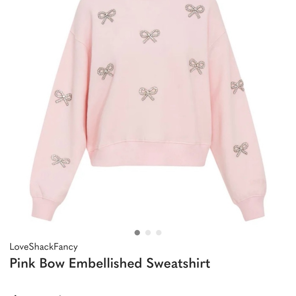 LoveShackFancy Blush Bow-Detail Sweatshirt